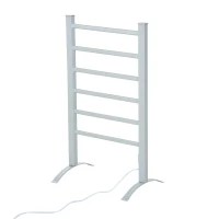 HomCom 6-Bar Bathroom Freestanding Aluminum Electric Heated Towel Warmer Drying Hanger Rack(m-4)