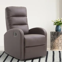 HomCom Modern PU Leather Living Room Manual Recliner Lounger Sofa Chair - Brown(m-2)