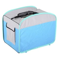 Pawhut 27" Soft Sided Folding Pet Crate Carrier - Light Blue/Gray(m-2)