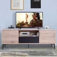 HomCom 47" Wood Mid Century Modern Cabinet TV Stand with Storage - Oak(m-2)