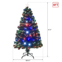 Open Box HomCom 4' Artificial Pre-Lit Fiber Optic LED Light-Up Christmas Tree with 8 Light Settings and Stand - Green(m-8)