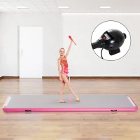 Soozier Inflatable Air Mat 16.5’ Air Track with Pump - Light Grey/Pink(m-1)