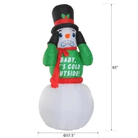 HomCom 7' Tall Outdoor Animated Inflatable Inflatable Christmas Lawn Decoration - Shivering Snowman(m-4)