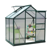 Outsunny 6' x 4' x 7' Twin Wall Polycarbonate Portable Walk-In Garden Greenhouse(m-4)