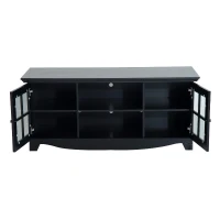 HomCom 56” Modern Country Media Storage Entertainment Center TV Stand- Matte Black(m-6)
