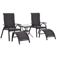 Outsunny 5 Piece Outdoor Garden Recliner Patio Sun Lounger Chair and Table Set(m-1)
