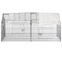 PawHut 87" x 41" Crate Galvanized Metal Outdoor Pet Enclosure with Removeable Protective Cover Black/White(m-8)