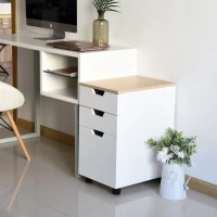 Open Box HomCom 24" 3-Drawer Modern Rolling Storage Cabinet Office Supply Printer Cart With Locking Wheels(m-2)