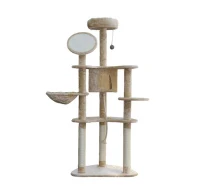 Pawhut 60" Cream Cat Tree Condo - Cream(m-1)