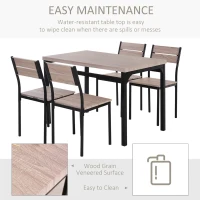 HomCom 5 Piece Dining Table Set Classic Dining Room Table Set with Chairs Kitchen Furniture(m-5)