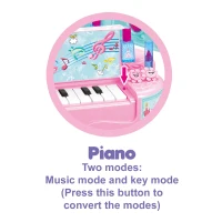 Qaba 2-in-1 Kids Pretend Play Set Piano Princess Vanity Table with Lights, Sounds and Accessories - Light Blue / Pink(m-6)