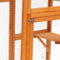 PawHut 71" x 39" x 71" Large Tall Wooden Safe Outdoor Cat Enclosure Catio Cage Heavy Duty Pet Habitat Playpen with 6 Platforms(m-10)