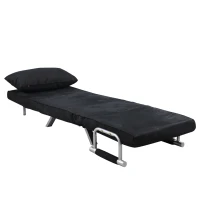 HomCom Single Person Folding 5 Position Steel Convertible Sleeper Bed Sofa Chair - Black(m-1)