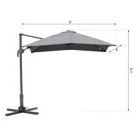 Outsunny 8ft x 8ft Square Offset 360 Cantilever Market Patio Umbrella with Cross Base Gray(m-7)