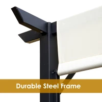 Outsunny 10’ x 12’ Steel Fabric Retractable Pergola Canopy Shade Kit - Cream White(m-13)
