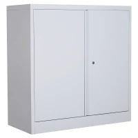 HomCom 36" Counter Height Metal Locking Storage Cabinet with 2 Adjustable Shelves - Grey(m-1)