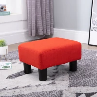HOMCOM Ottoman Foot Rest, Small Foot Stool with Linen Fabric Upholstery and Plastic Legs, Cube Ottoman for Living Room, Red(m-6)