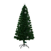 HomCom 5' Artificial Holiday Decoration Snowflake Light Christmas Tree - Green(m-1)