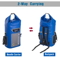 Outsunny 25 Quart Capacity Soft Sided Waterproof Insulated Backpack Cooler Bag - Blue(m-6)