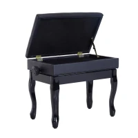 HomCom Faux Leather Traditional Adjustable Storage Piano Bench - Black(m-2)