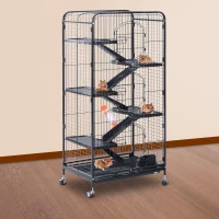 Pawhut 52" 6 Level Indoor Small Animal Cage Hutch - Black(m-2)