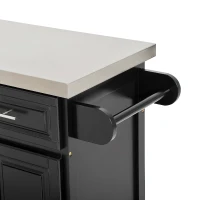 HomCom 36" Stainless Steel Top Deluxe Rolling Kitchen Cart With Storage- Black(m-8)