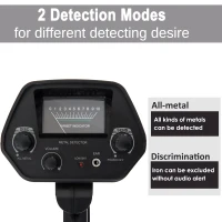 Outsunny Aluminum 2 Modes Metal Detector Lightweight Patio with Water-resistant Coil - Black(m-5)
