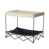 PawHut 40" Cooling Pet Mesh Elevated Dog Cot Bed With Shade Canopy(m-1)