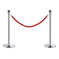 HomCom Chrome Crowd Control Red Velvet Rope Stanchion Barrier(m-2)