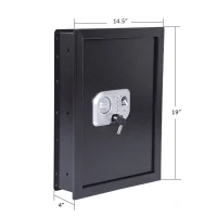 HomCom 19" x 14" x 4" Digital Wall Mounted Home Security Storage Safe w/ Biometric Fingerprint Scan - Black(m-3)