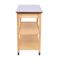 HomCom 44" Stainless Steel Top Rolling Kitchen Trolley Cart(m-5)
