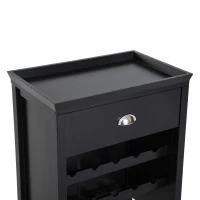 HomCom 33" 15 Bottle Floor Wine Rack Storage Cabinet - Black(m-8)