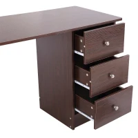 HomCom 47” Wooden Home Office Computer Desk With Shelves 3 Drawers - Espresso Brown(m-5)