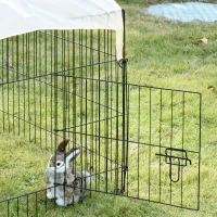 PawHut 87" x 41" Crate Galvanized Metal Outdoor Pet Enclosure with Removeable Protective Cover Black/White(m-9)