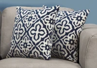 Monarch 18" x 18" Geometric Motif Decorative Throw Pillow (Set of 2) - Dark Blue(m-2)