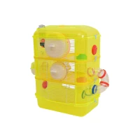 Open Box Pawhut 3 Story Happy Hamster Habitat Pet Critter Cage (Yellow)(m-6)