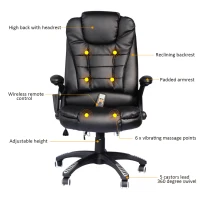 HomCom Home Office Chair PU Leather High-Back Executive Ergonomic Heated Vibrating Massage Chair - Black(m-4)