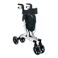 HomCom Aluminum Folding Rollator Walker w/ Seat and 8" Wheels(m-6)