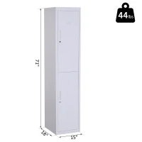 Vinsetto 71" 2 Tier Freestanding Steel Metal Lockable Employee Wall Locker Storage Cabinet - White(m-4)