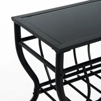HomCom Metal Magazine Rack End Table w/ Glass Top - Black Glass Top(m-5)