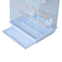 PawHut 36" Metal Indoor Bird Cage Starter Kit with Tray and Accessories - White(m-8)