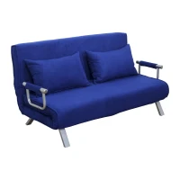 HomCom Full Size Folding 5 Position Steel Convertible Sleeper Bed Chair - Deep Blue(m-1)