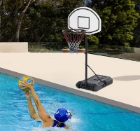 Aosom 5.35' Height Adjustable Portable Swimming Pool Basketball Hoop System with 30" Backboard(m-2)