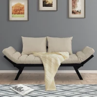 HOMCOM Click Clack Couch  Convertible Futon Sleeper Sofa Bed - Modern - Linen Fabric - 61" L - Beige(m-2)
