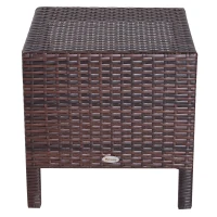 Outsunny 3 Piece Rattan Wicker Outdoor Compact Nesting Table Patio Dining Set(m-7)
