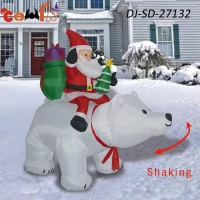 COMIN 6 Foot Tall Garden Inflatable Polar Bear & Santa (can shake)(m-2)