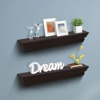 HomCom 24” 2 Piece Modern Floating Shelf Wall Mount Bookshelf - Brown(m-2)