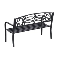 Outsunny 2 Seater 50" Steel Flowering Design Decorative Lawn Patio Garden Bench(m-4)