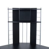 HomCom 45" Arch Tower Compact Modern Corner Computer Workstation Desk With Keyboard Tray And Shelves - Black(m-7)