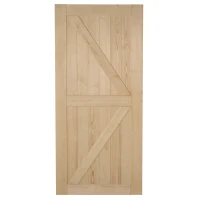 HOMCOM 7' H x 3' W Sturdy Sliding Barn Door, Unfinished Solid Spruce Wood Frame with Pre-Drilled Holes(m-1)